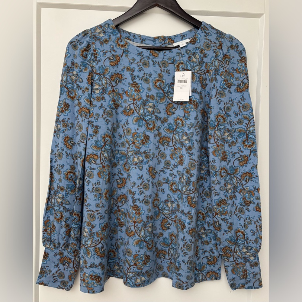 J. Jill Blue Floral Blouse